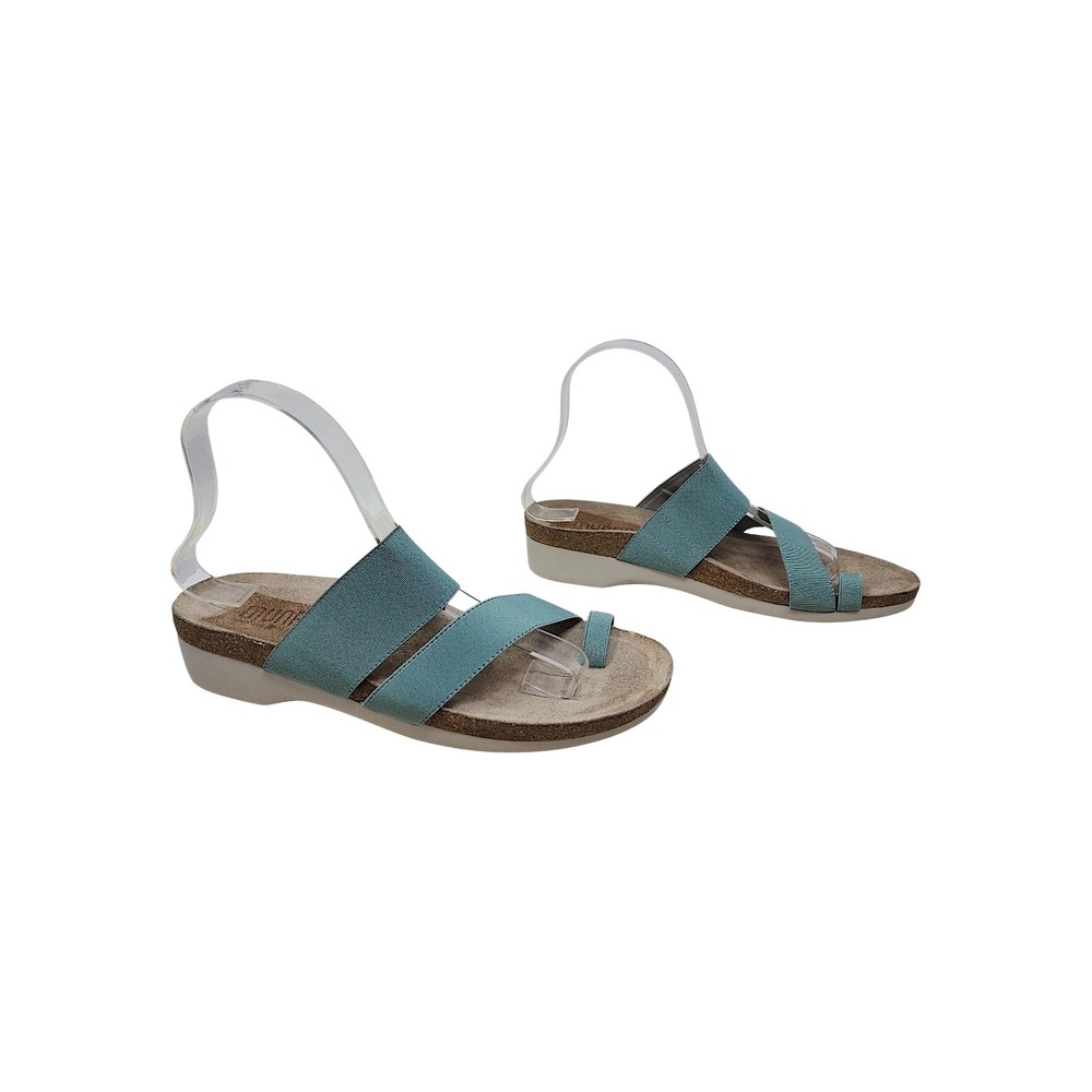 Munro Sandals 8.5 N Women Aries Slides Blue Elastic Stretch Toe Loop Comfort USA